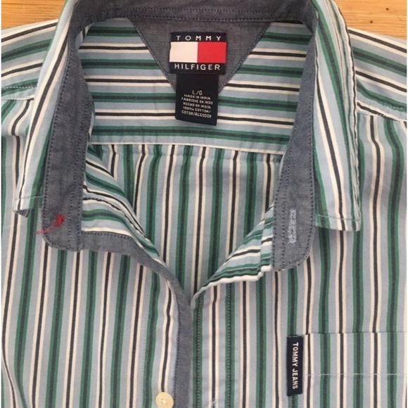 Tommy Hilfiger Youth boys size L short sleeve, button down striped shirt - Picture 4 of 11